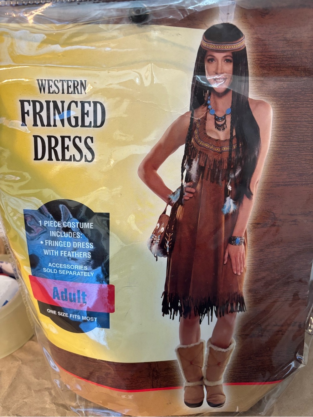 Women’s Halloween Fringed Halter Mini Dress in Brown with Turquoise Accents